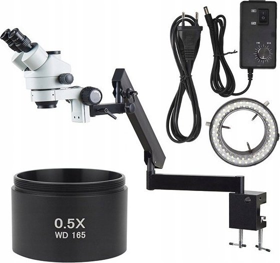 Mikroskop Rosfix MIKROSKOP TRINOKULAROWY NA WYSIĘGNIKU + AKCESORIA