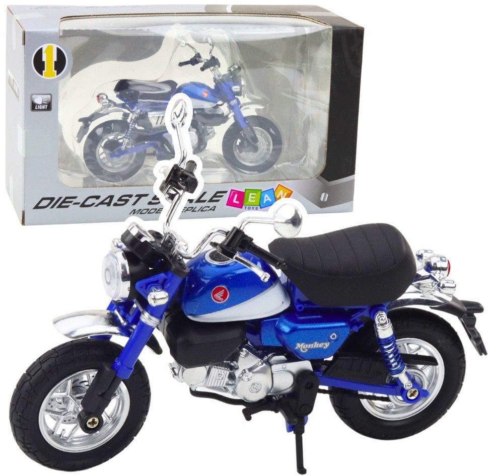 Motocykl Retro Klasyczny Metalowy Światła Niebieski 1:12