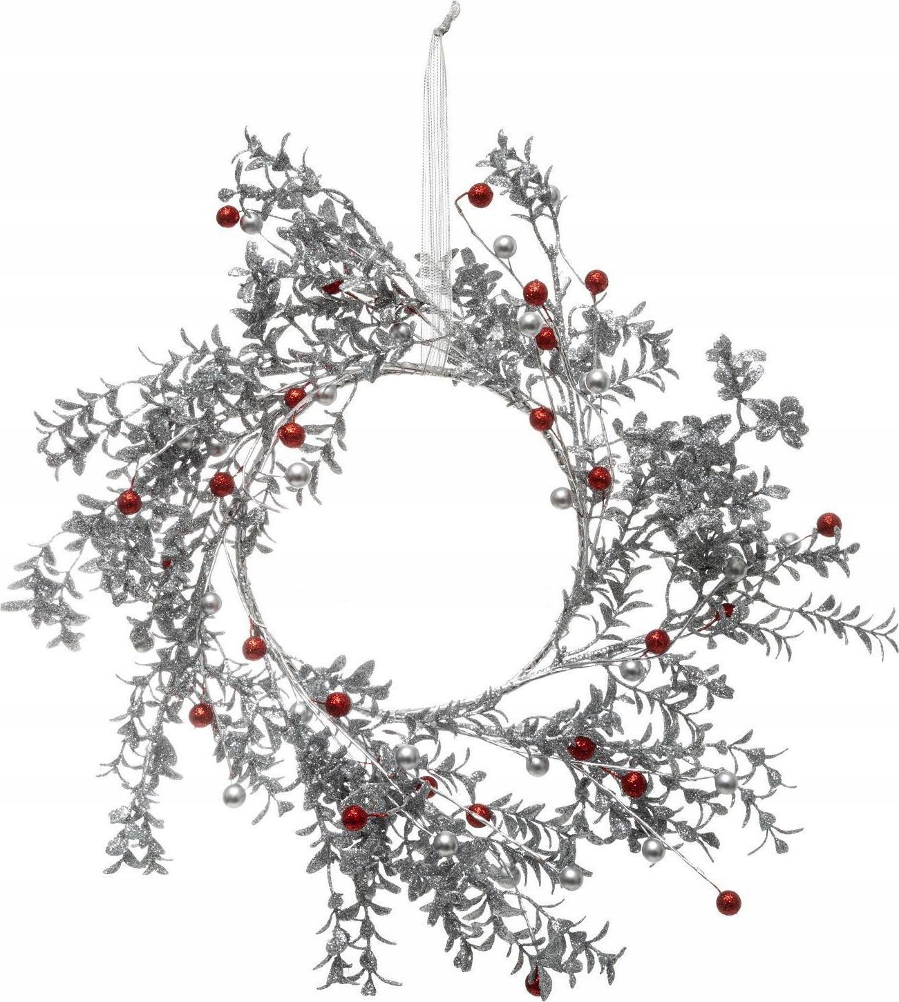 Fééric Lights and Christmas Wieniec świąteczny, srebrny, tworzywo sztuczne, Ø 44cm