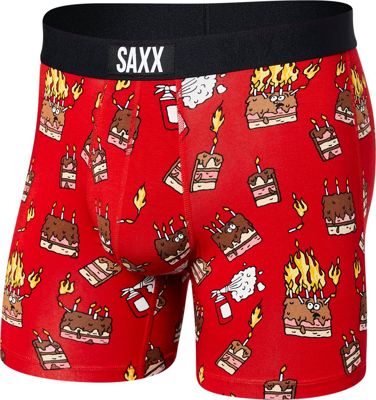 SAXX Bokserki męskie szybkoschnące SAXX VIBE Boxer Brief płonące torty - czerwone S