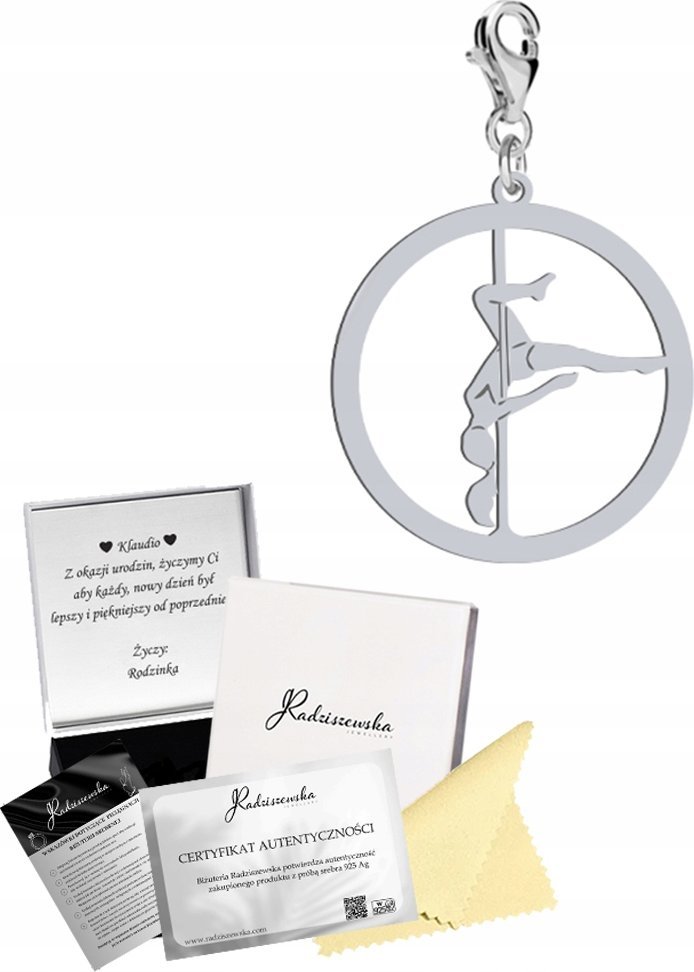 Radziszewska Jewellery Charms Srebrny z Pole Dance 925 Prezent Zawieszka Biżuteria DEDYKACJA