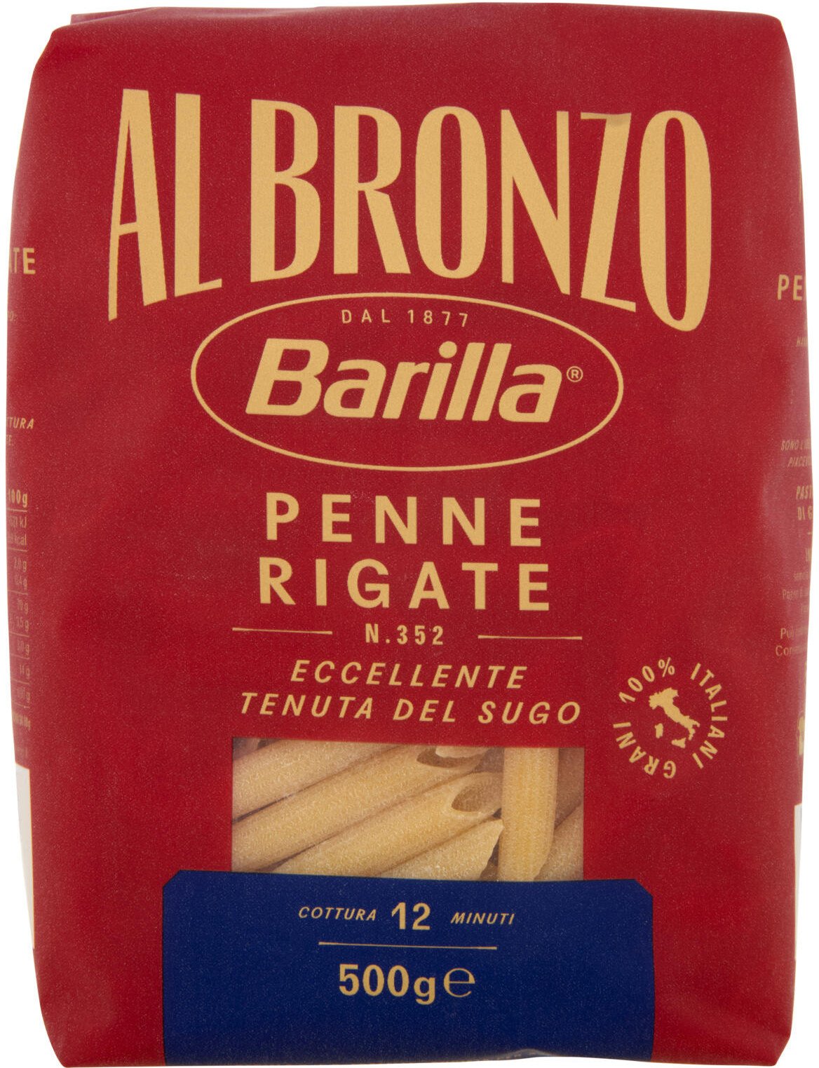 Makaron Penne Rigate Al Bronzo n. 352 500g - Barilla