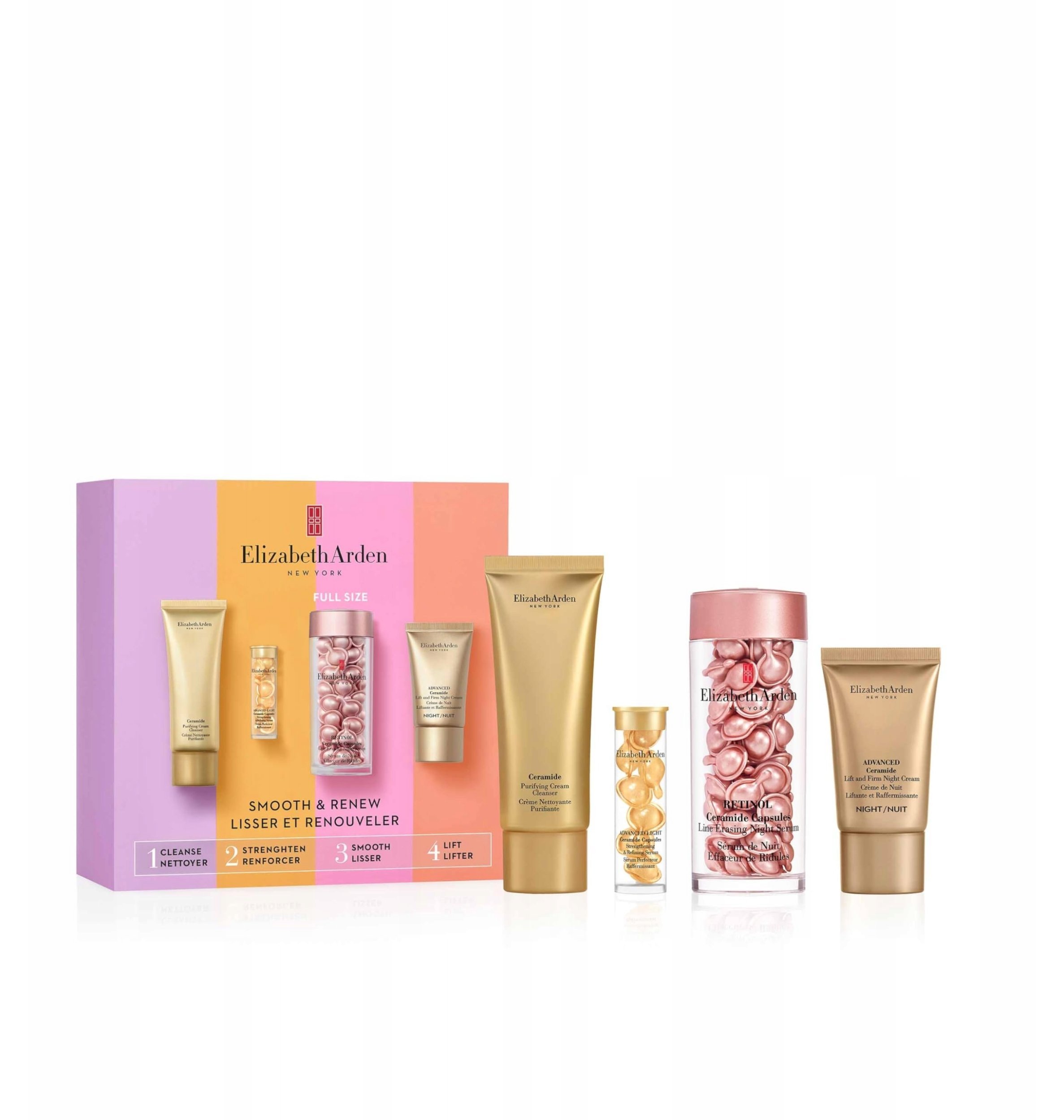 Elizabeth Arden Set Ceramide, Eliminates Impurities, Cleansing Cream, 50 ml + Advanced Ceramide, Lift & Firm, Night, Cream, For Face, 15 ml + Advanced