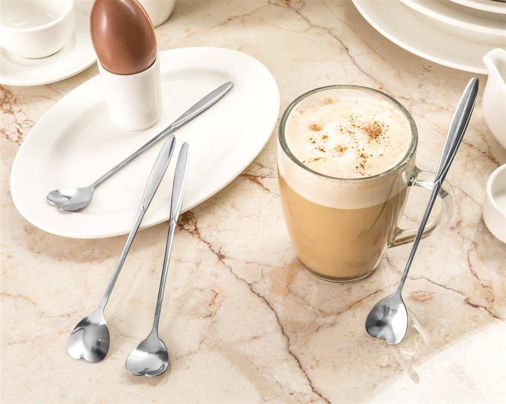 GiftWorld Łyżeczki Serca Z Długą Rączką 4 Szt. - Srebrne