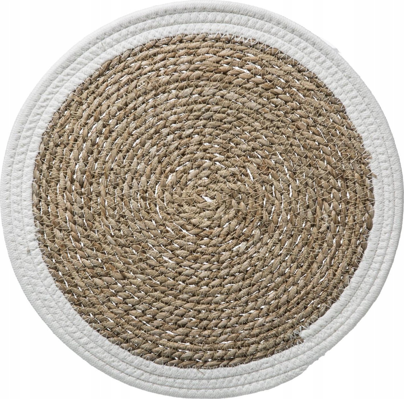 Secret de Gourmet Podkładka na stół z trawy morskiej HAPPY, Ø 38 cm, z białym obramowaniem