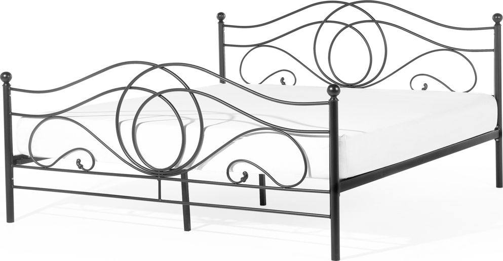 Shumee Łóżko metalowe 160 x 200 cm czarne LYRA