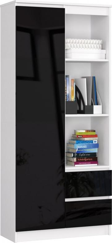 Fabryka Mebli Akord REGAŁ BIUROWY R 80 cm CLP R11 BIAŁY / CZARNY POŁYSK