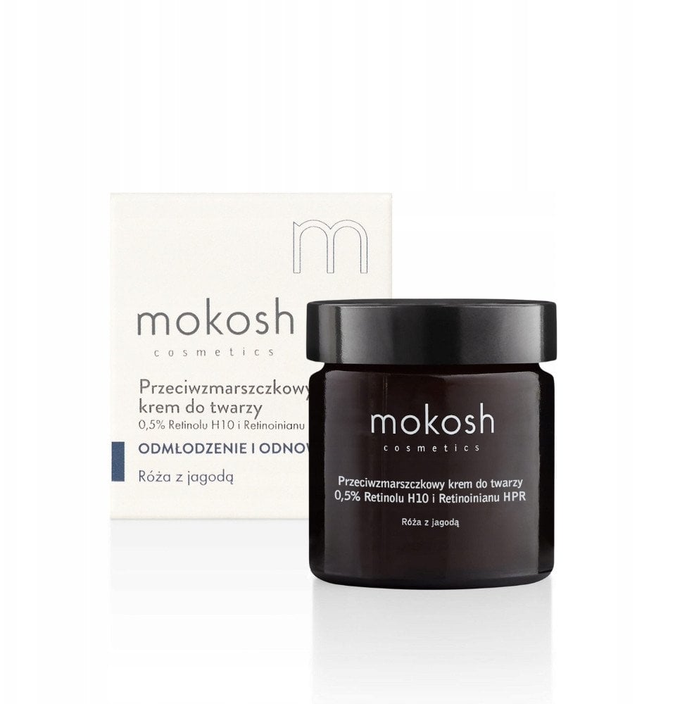 Mokosh Przeciwzmarszczkowy krem do twarzy 0,5% Retinolu H10 i Retinoinianu HPR (Kompleks) Róża z jagodą