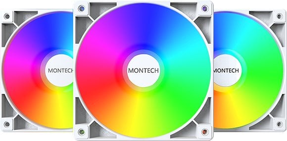 Montech GF120 PWM ARGB Lüfter, 3er Pack - 120mm, weiß
