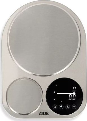 Waga kuchenna ADE Podwójna waga kuchenna, precyzyjna i standardowa, do 500 g/do 5 kg, 23 x 16 x 3 cm, stal nierdzewna / ADE