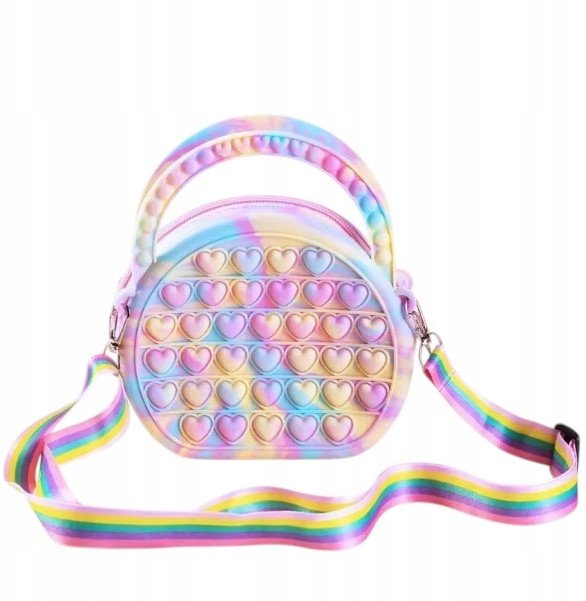 Urocza silikonowa torebka z funkcją Pop It pastelowa