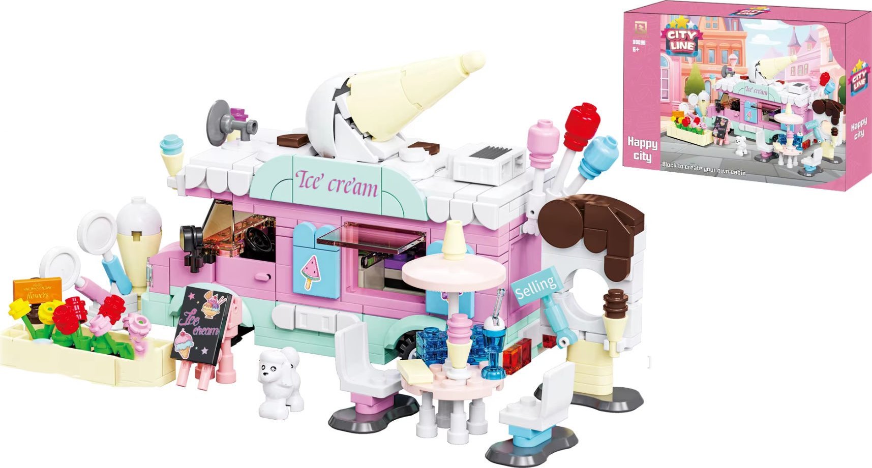 Coil Coil klocki konstrukcyjne lodziarnia wóz z lodami 510 el.