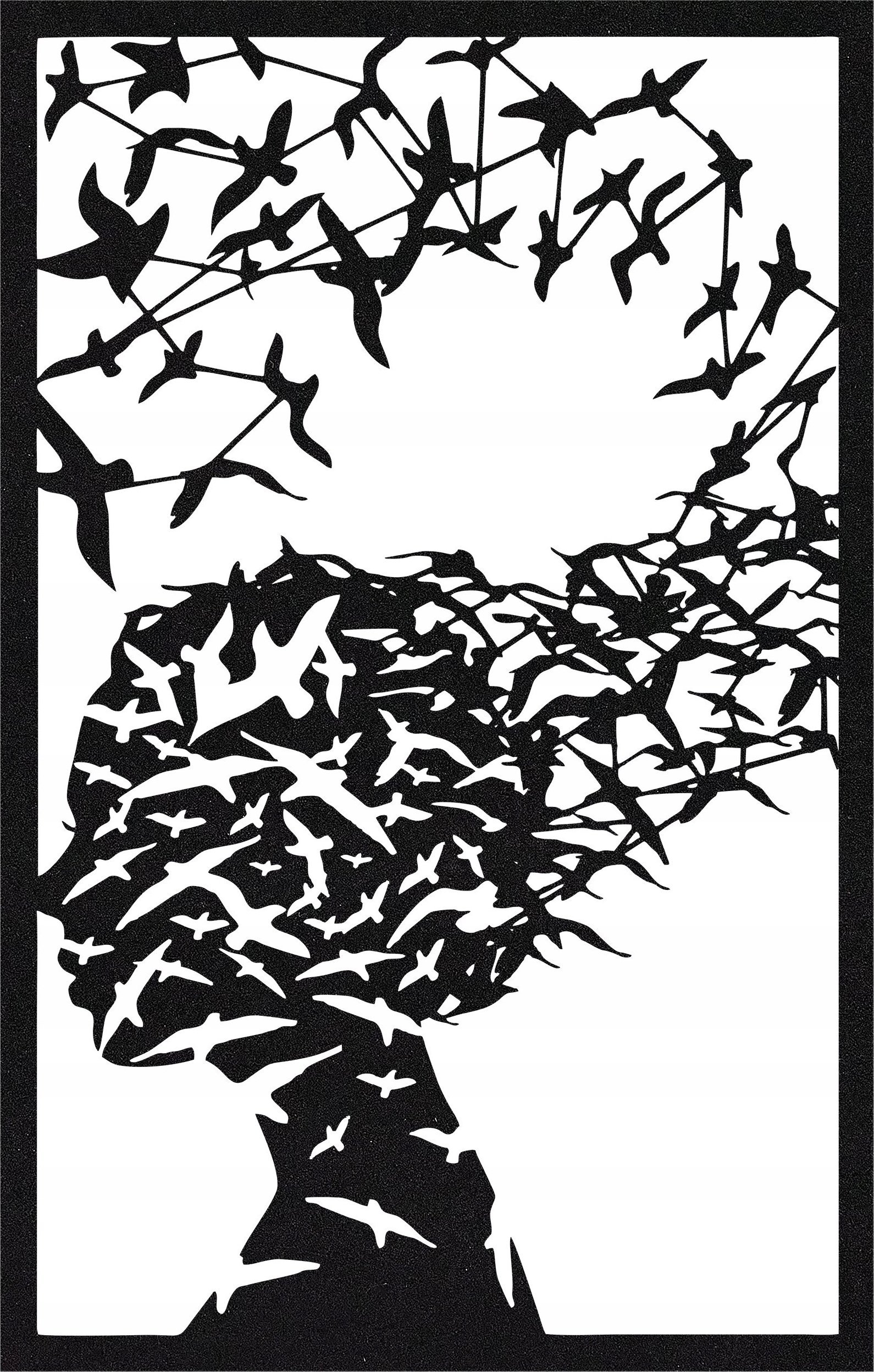 Techrebal DEKORACJA ŚCIENNA OBRAZ AŻUROWY KOBIETA PTAKI