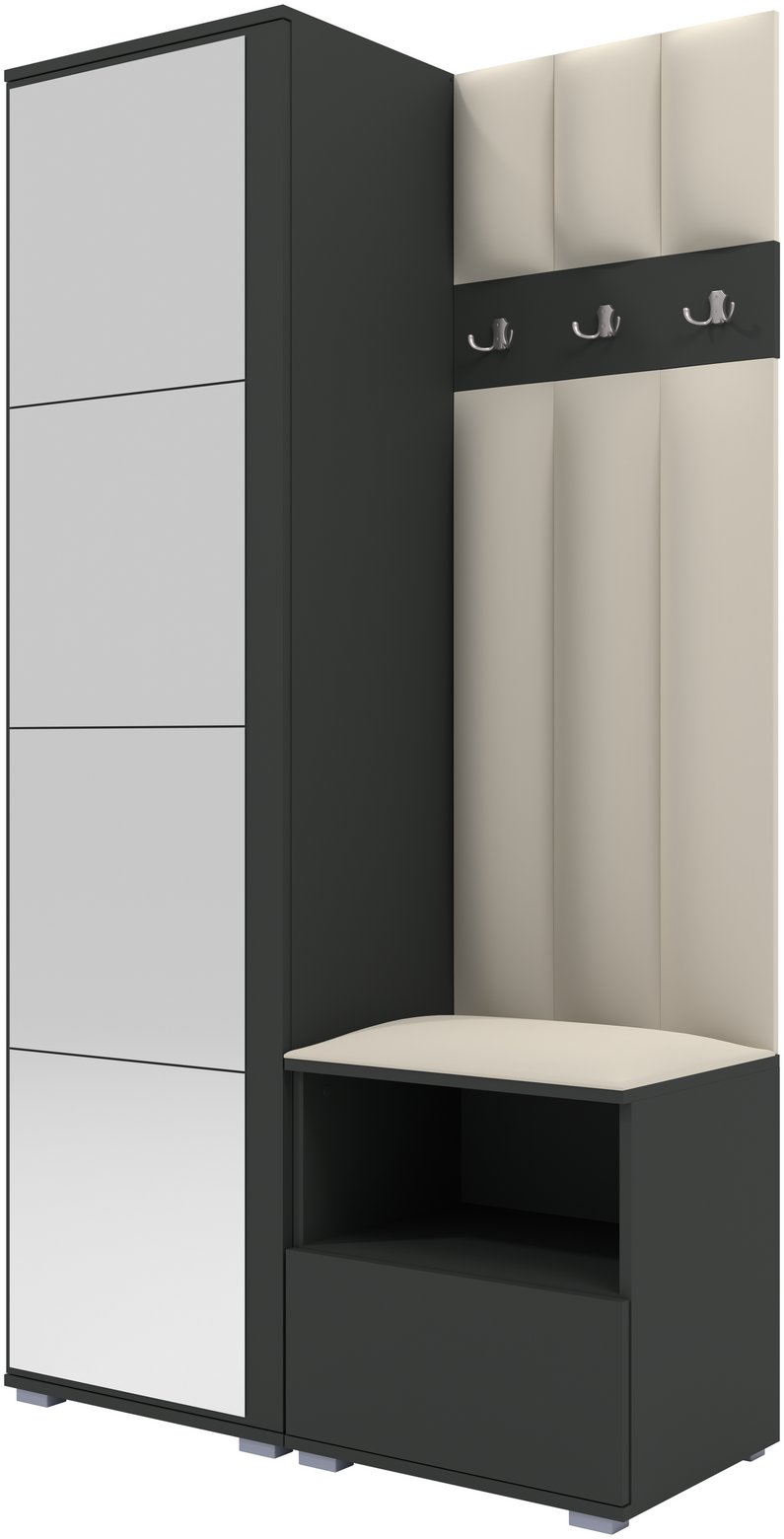 Tapicerowana garderoba Nela I LUX z lustrem - kolor grafit + tkanina Trinity 01