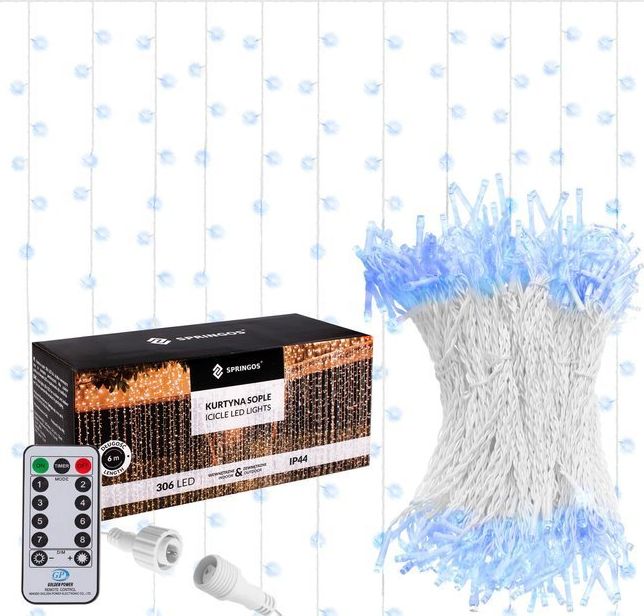Springos Kurtyna świetlna z pilotem 306 led girlanda