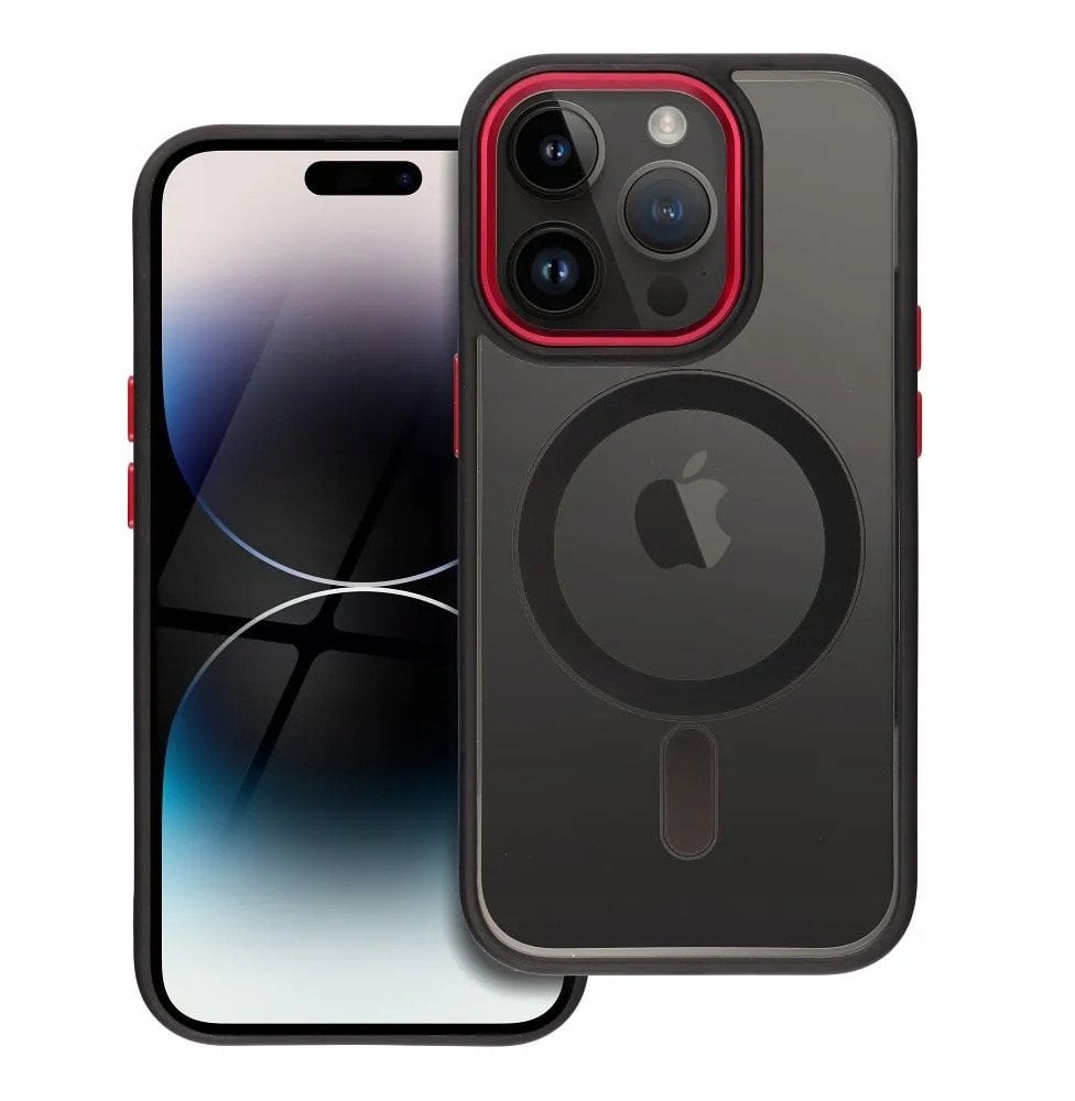 Futerał COLOR EDGE MAG COVER kompatybilny z MagSafe do IPHONE 14 Pro czarno czerwony