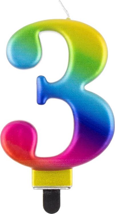 GoDan Świeczka urodzinowa "3" multikolor 8cm