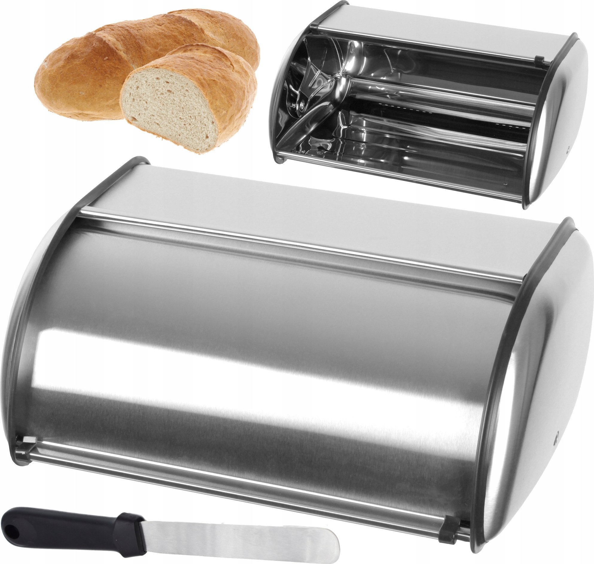 Chlebak Brunbeste CHLEBAK STALOWY 44CM POJEMNIK PIECZYWO CHLEB SREBRNY SATYNA BRUNBESTE BB-2756