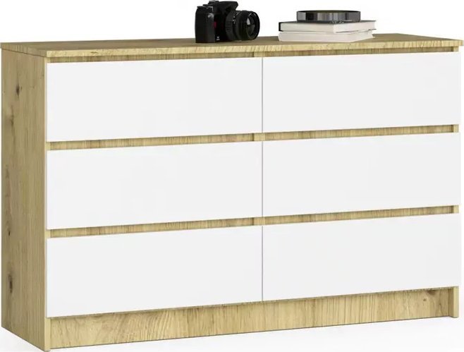 Elior Skandynawska komoda do sypialni dąb artisan + biały - Diron 3X