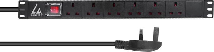 Lanview Lanview LVR-3MUK-SW-UK6 rozdzielacz zasilania PDU 6 x gniazdo sieciowe 1.4U Czarny