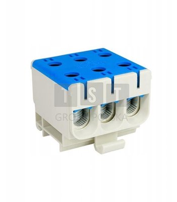 48.335 Blok rozdzielczy-odgałęźny 3-polowy AL/CU 3x35mm2 niebieski montaż płaski i na szynę TH WLZ35/3x35/n 48.335