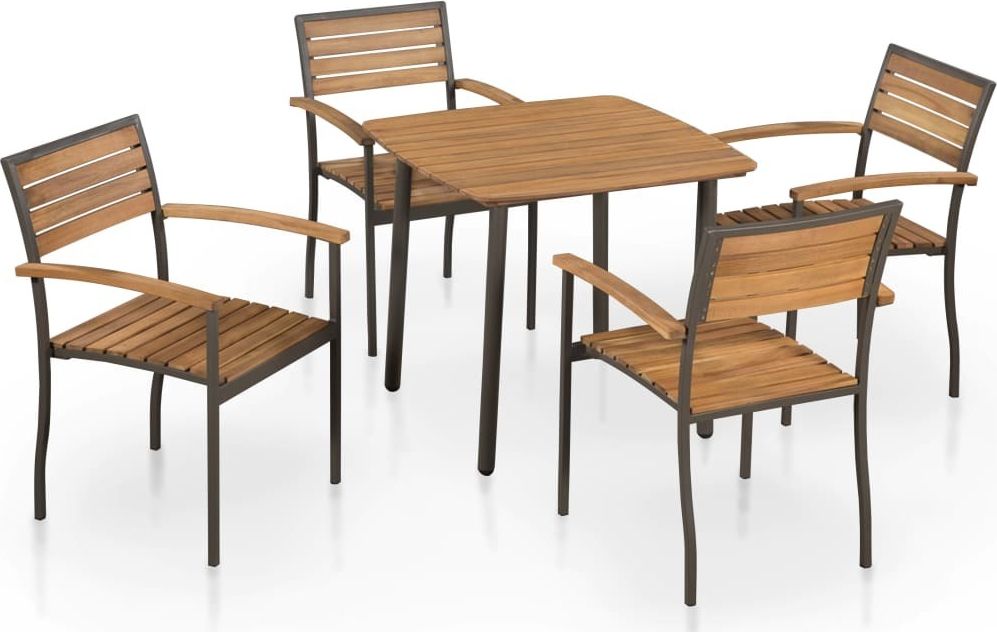 vidaXL 5-cz. zestaw mebli ogrodowych, lite drewno akacjowe i stal