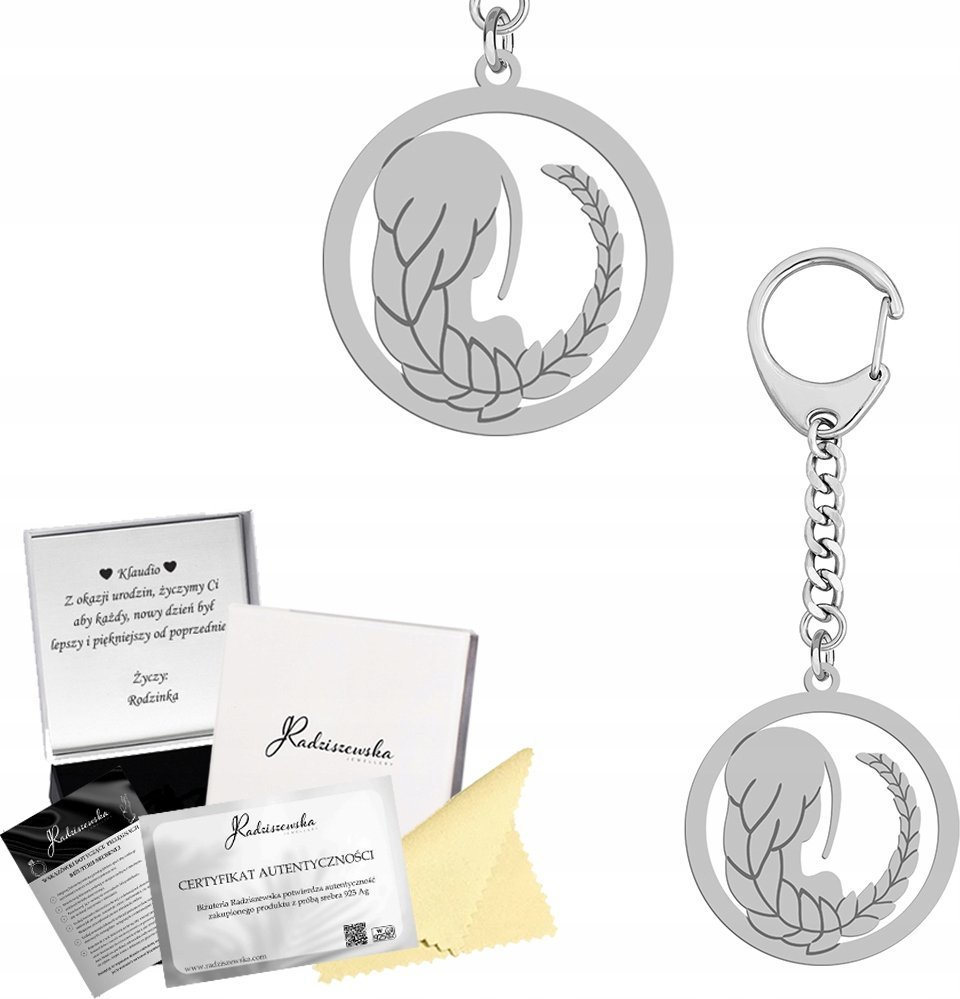 Radziszewska Jewellery BRELOK ZE ZNAKIEM ZODIAKU PANNA SREBRO 925 PREZENT GADŻET GRAWER