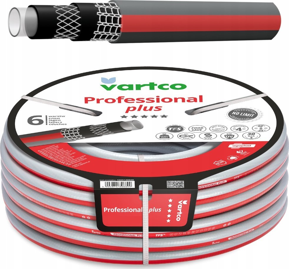 Vartco Garden hose 1/2" 30m 6-ply Vartco PROFESSIONAL PLUS TFS 1005120030