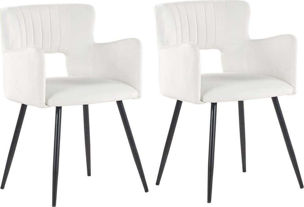 Beliani 2 krzesła do jadalni welurowe białe SANILAC