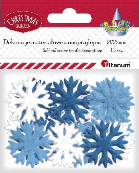 Titanum Dekoracje samoprzylepne płatki śniegu mix 15szt