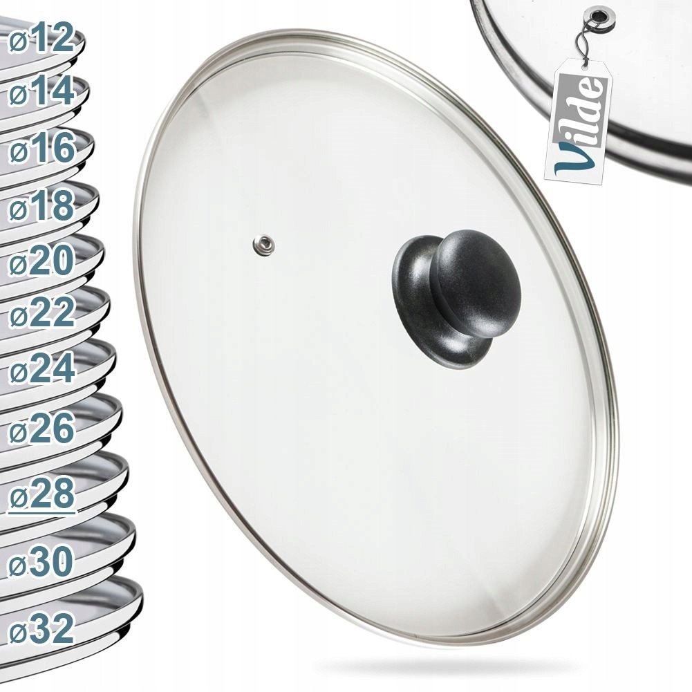 Pokrywka szklana żaroodporna do garnka garnków patelni 28cm VILDE 199028