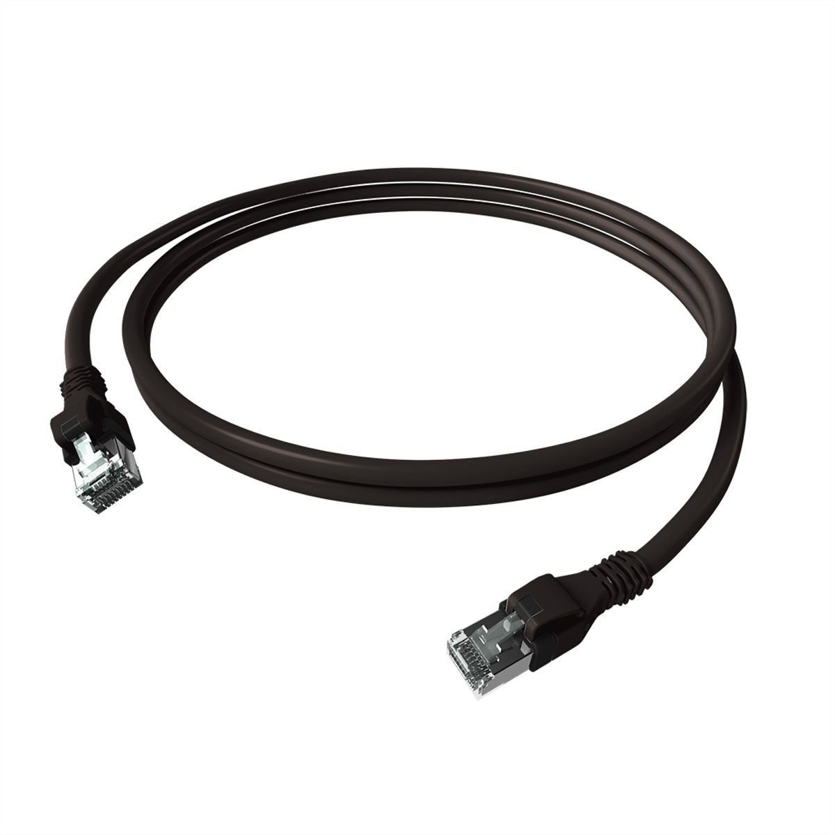 EasyLan DualBoot® PushPull Patch Cable Cat.6A (Class EA), S/FTP, RJ45 / RJ45, czarny, 0,5 m