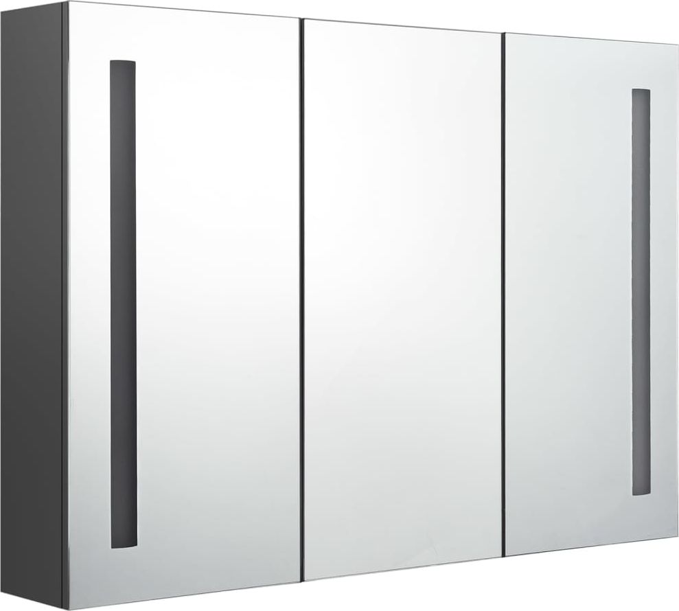 vidaXL Szafka górna z lustrem i LED 89cm szara (326527)