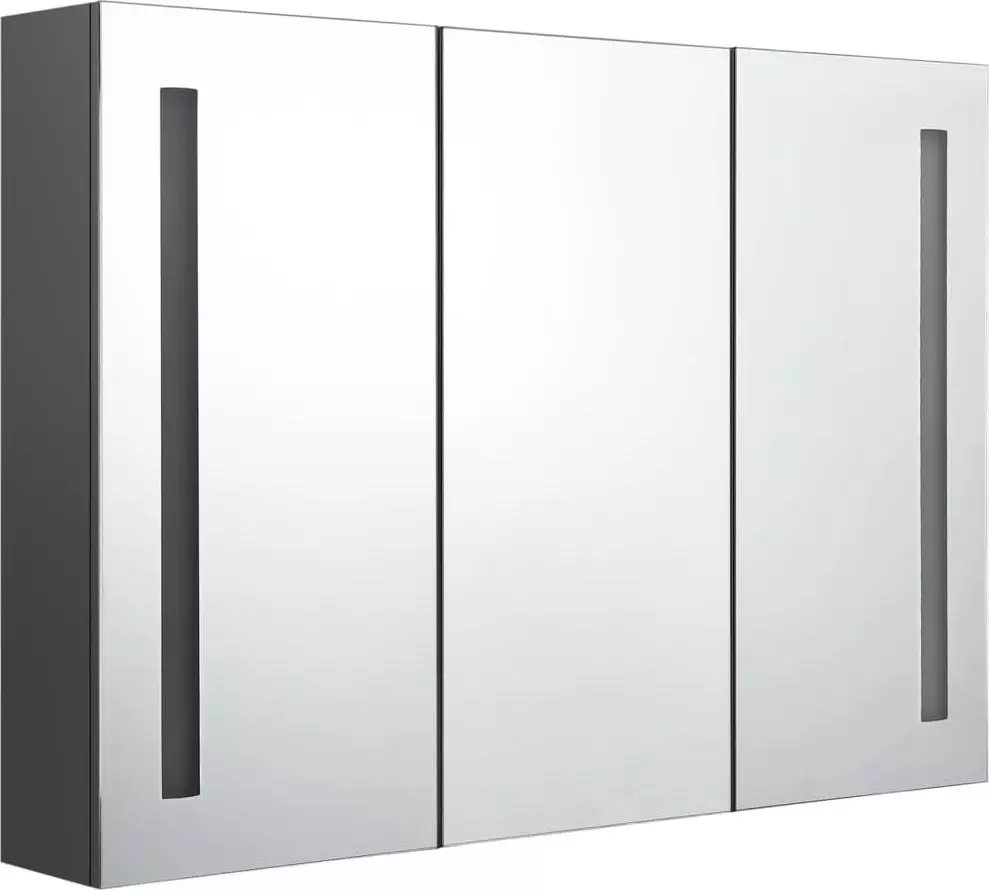 vidaXL Szafka górna z lustrem i LED 89cm szara (326527)