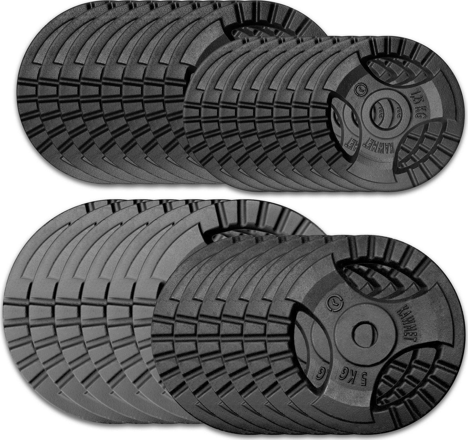 Kawmet Zestaw obciążeń żeliwnych 120 kg (28,5 mm) - 6x10 kg, 6x5 kg, 8x2,5 kg, 8x1,25 kg