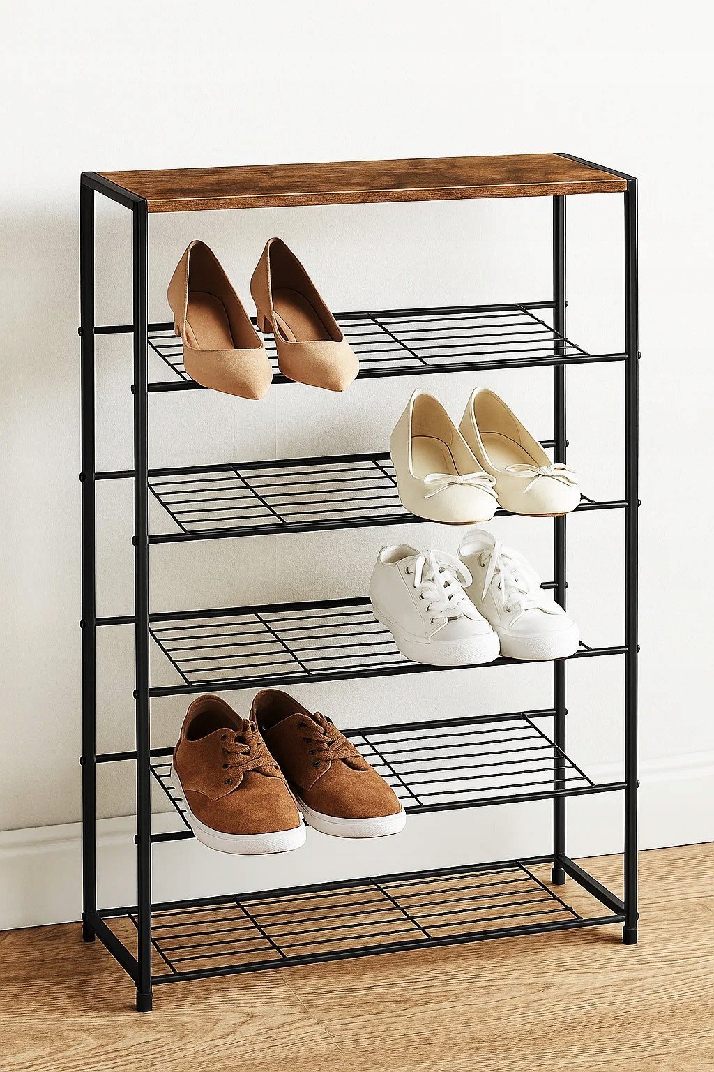 M12B3 NOWOCZESNY ELEGANCKI METALOWY STOJAK NA BUTY 5 POZIOMÓW