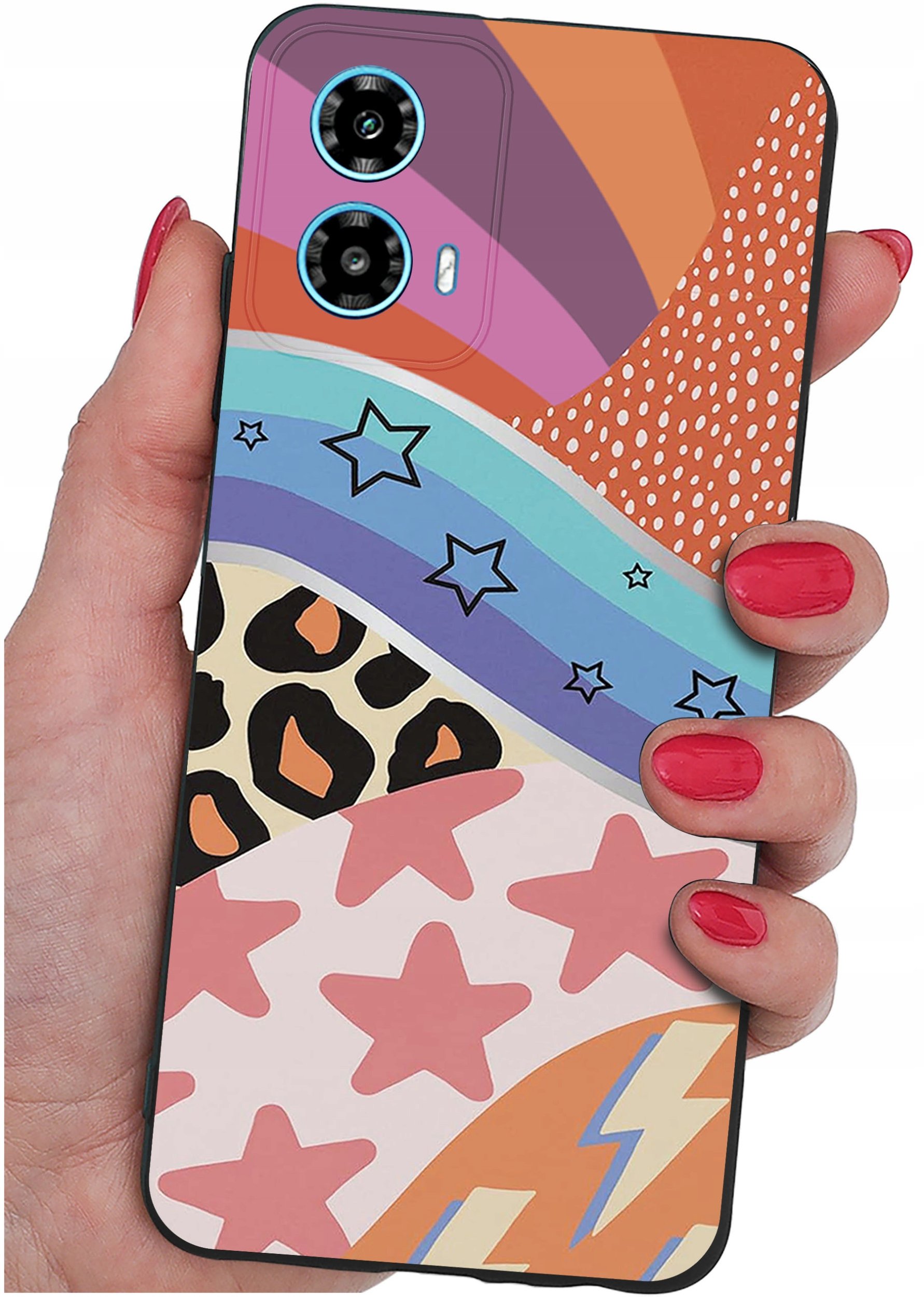 ETUI do Motorola Moto G34 5G WZORY |SILIKONOWE MATT CASE + SZKŁO 9H