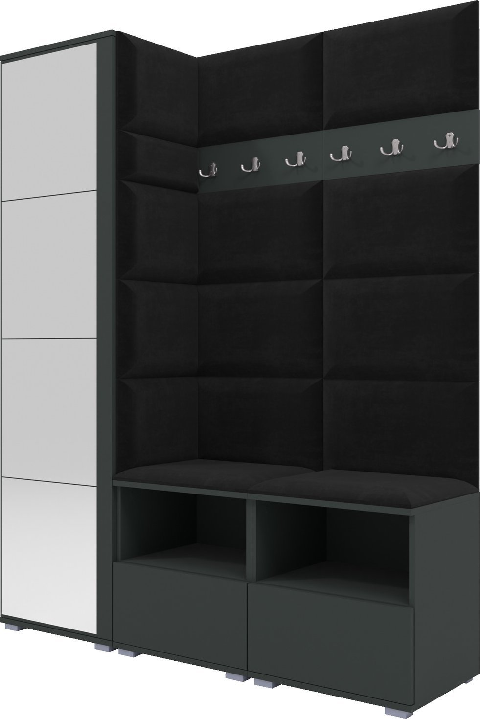 Ravio Tapicerowana garderoba Nela II z lustrem - kolor grafit + tkanina Trinity 16