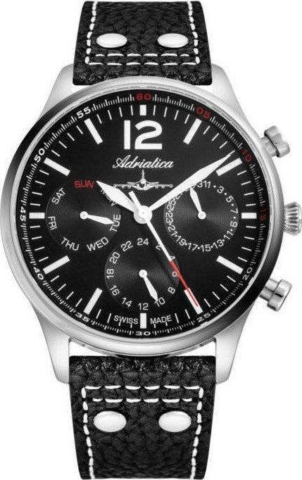 Zegarek Adriatica Zegarek Męski Adriatica na pasku A8268.5254QF - Multifunction Swiss Made