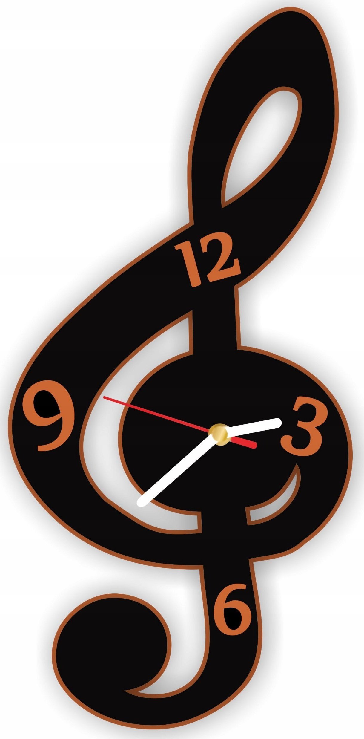 naSciane Zegar 3D klucz wiolinowy prezent Pani od muzyki