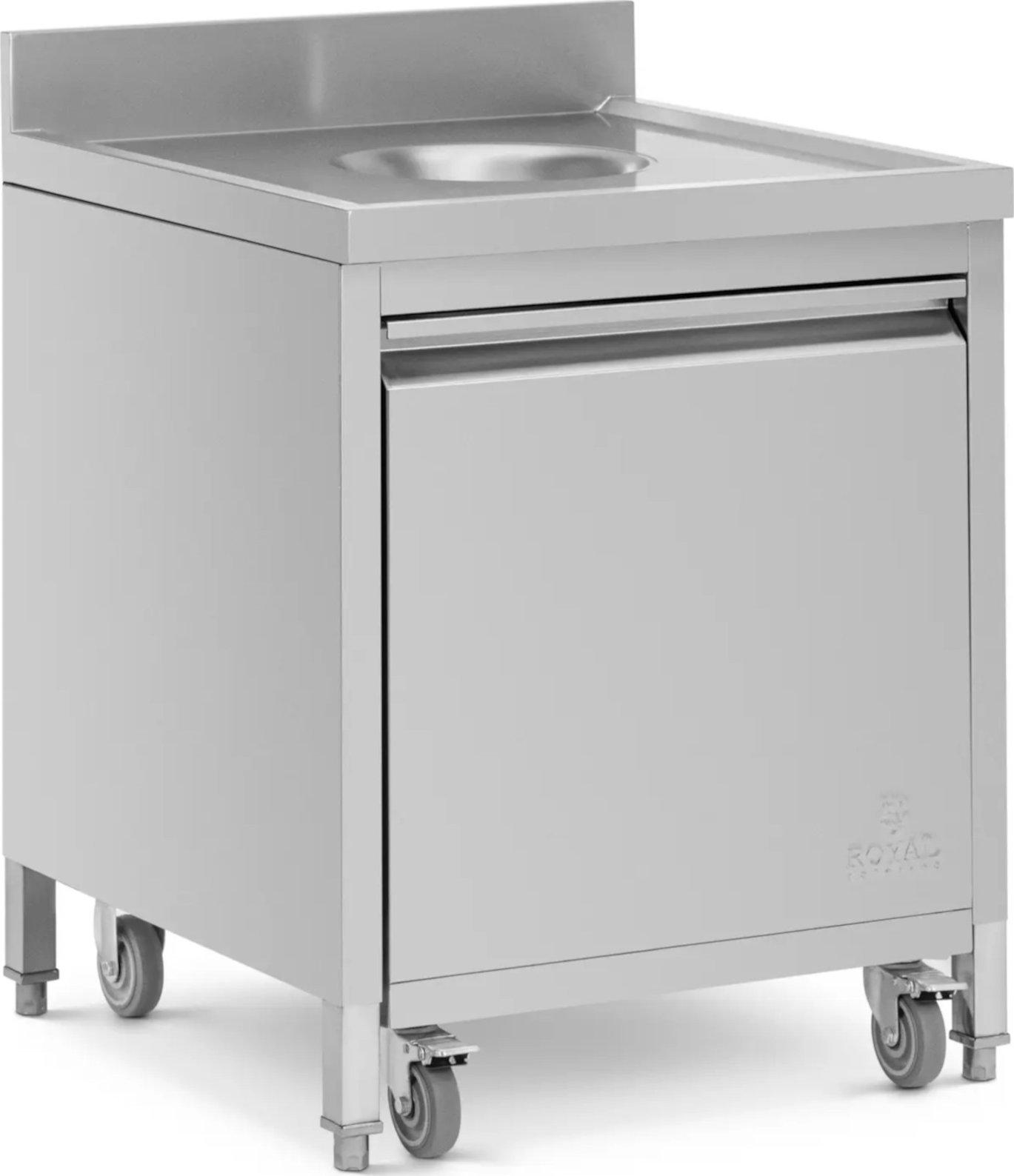 Royal Catering Szafka na kosz pojemnik na śmieci z wysuwanym frontem otworem wrzutowym STAL 50 l Szafka na kosz pojemnik na śmieci z wysuwanym frontem