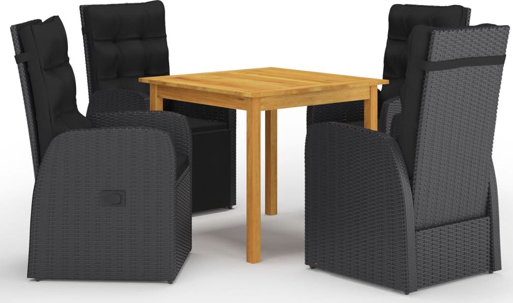 vidaXL 5-częściowy zestaw mebli ogrodowych, czarny