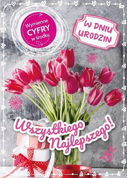 KUKARTKA Karnet Urodziny wymienne cyfry