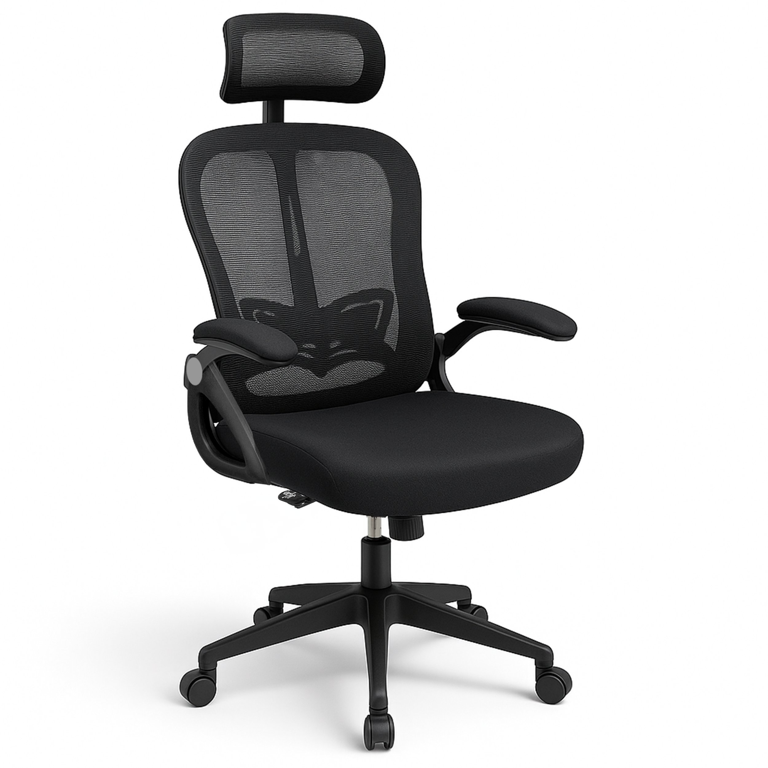 Fotel obrotowy czarny siatka krzesło ergonomiczny z zagłówkiem