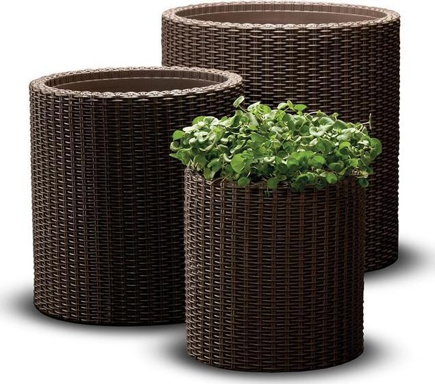 Keter Zestaw doniczek Curver CYLINDER PLANTERS S+M+L Brązowy