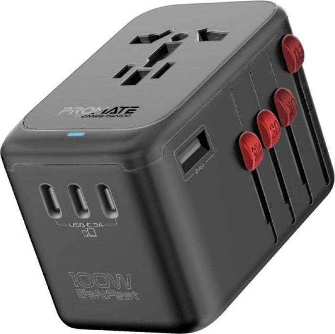 Promate TripMate-GaN100 GaNFast™ Multi-Port Wall Charger 100W / EU/US/UK/AU