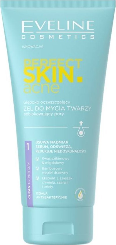 Eveline Perfect Skin.acne Głęboko Oczyszczający Żel do mycia twarzy odblokowujący pory 150 ml