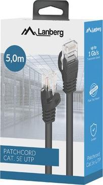 Lanberg PATCHCORD KAT.5E UTP 5M CZARNY BOX FLUKE PASSED LANBERG