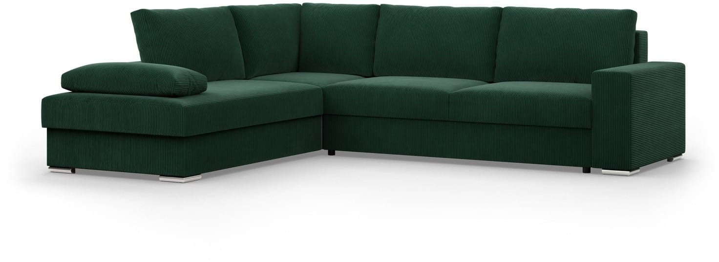 Duży narożnik, Momento, lewy, sztruks, 287x231x86 cm, butelkowa zieleń | TYLETEGOTU