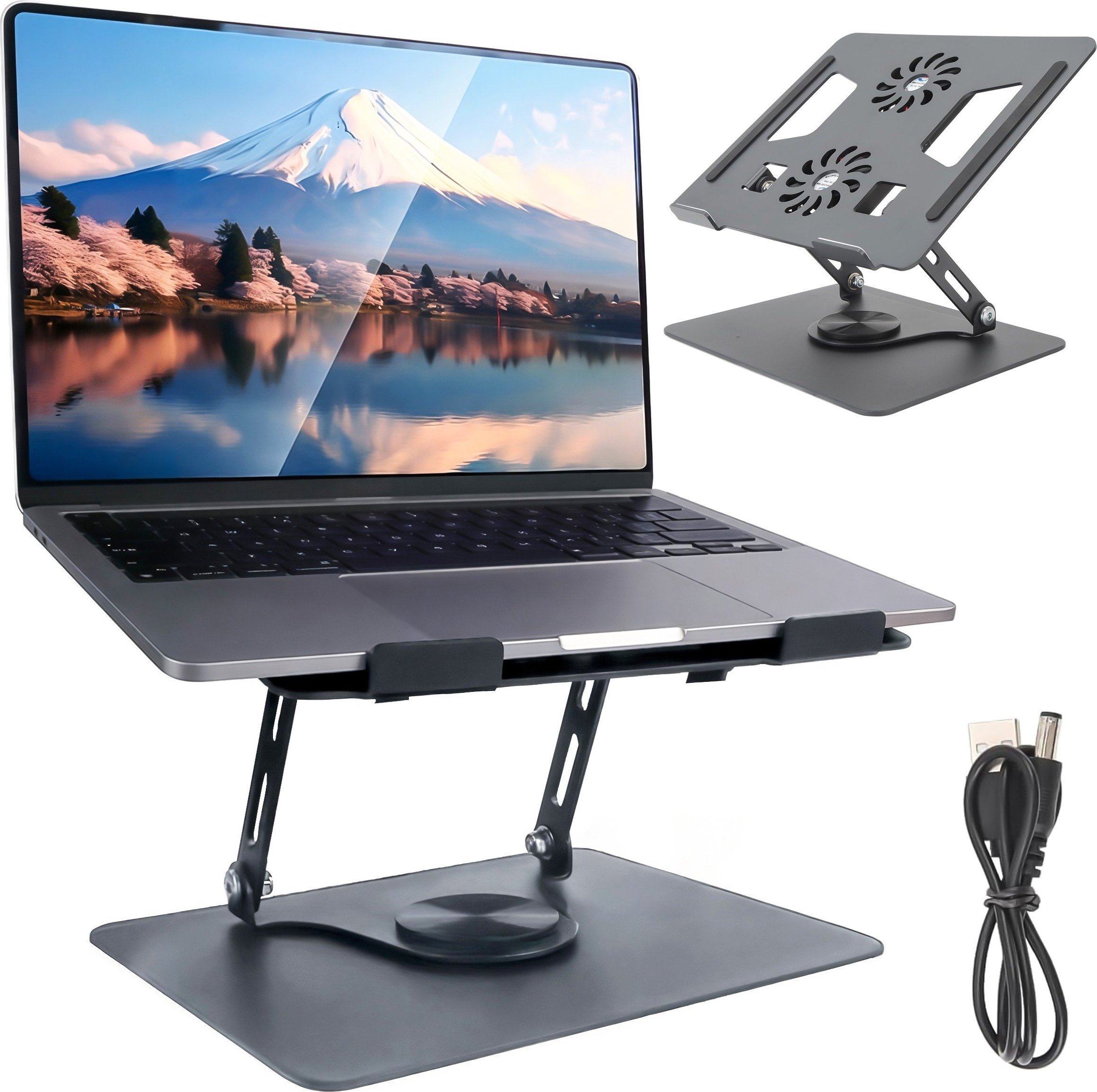 Alogy Podstawka stojak stolik pod laptopa 17.3" regulowana 360 chłodząca składany Aluminium 25x21.7cm Alogy Grafitowy
